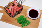 Finger Chips with Blood Sauce and Moss Salad Prop